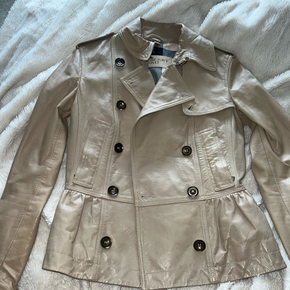 Leather Burberry womens coat